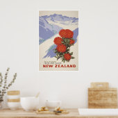 New Zealand Print Travel Poster Franz Josef ポスター (キッチン)