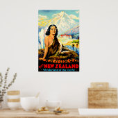 New Zealand Print Travel Poster Maori Ar ポスター (キッチン)