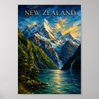 New Zealand: Serene Milford Sound Art Souvenir ポスター