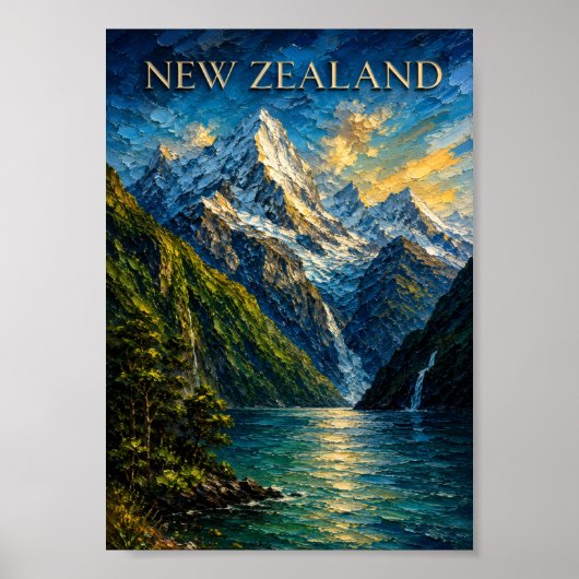 New Zealand: Serene Milford Sound Art Souvenir ポスター (正面)