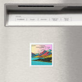 New Zealand Southern Alps Pop Art Retro Landscape マグネット (インサイチュ (食洗機))