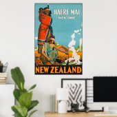 New Zeland Vintage Travel Posterへようこそ ポスター (ホームオフィス)
