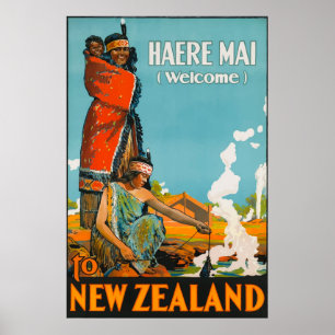 New Zeland Vintage Travel Posterへようこそ ポスター