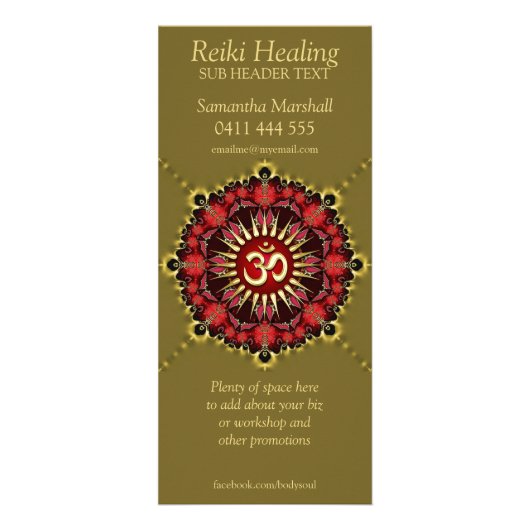 NewAgeの緑の赤い金ゴールドOMはヨガの棚カードに署名します ラックカード (裏面)