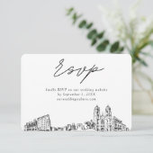 Newarkの結婚ミニマリストスケッチRSVP エンクロージャーカード (スタンド正面)