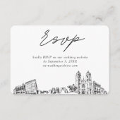 Newarkの結婚ミニマリストスケッチRSVP エンクロージャーカード (正面)