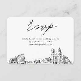 Newarkの結婚ミニマリストスケッチRSVP エンクロージャーカード