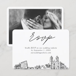 Newarkの結婚ミニマリストスケッチRSVP エンクロージャーカード