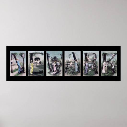 NEWARKヴィンテージアルファベットレター名アート ポスター (正面)