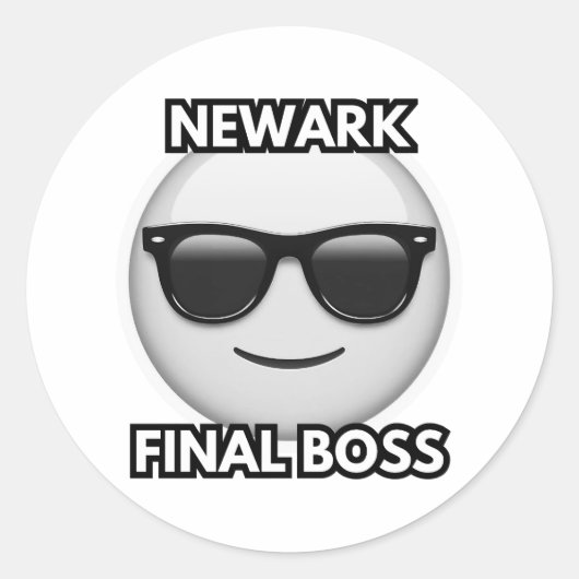 Newark Final Boss Cool Emoji Sticker ラウンドシール (正面)