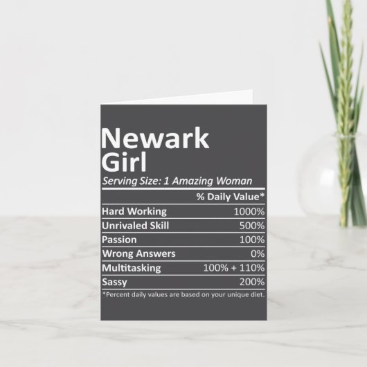 Newark Girl Nj New Jersey Funny City Home Roots _1 カード (正面)