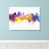 Newark skyline in watercolor background キャンバスプリント (インサイチュ (ウッドフロア))