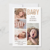 NewBaby Birth Announcement Photo Collage Thank You 案内状 (正面)