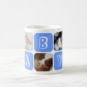 Newborn Baby Boy 5 photo collage keepsake Blue コーヒーマグカップ (中央)