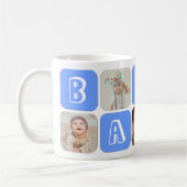 Newborn Baby Boy 5 photo collage keepsake Blue コーヒーマグカップ (左)