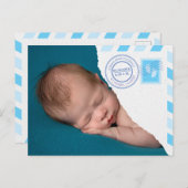 Newborn Baby Boy Announcement Postcard 案内ポストカード (正面/裏面)