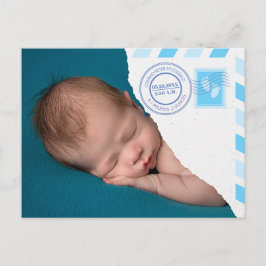 Newborn Baby Boy Announcement Postcard 案内ポストカード