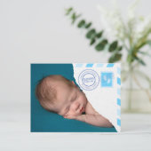 Newborn Baby Boy Announcement Postcard 案内ポストカード (スタンド正面)