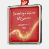 Newborn Baby Gift Red Commemorative Birth Ornament メタルオーナメント (左)