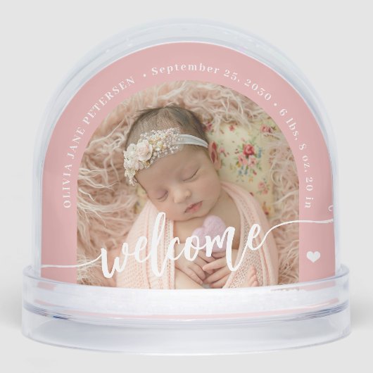 Newborn baby girl 2 photo welcome script keepsake (正面)