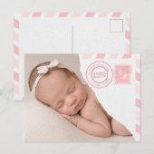 Newborn Baby Girl Announcement Postcard 案内ポストカード (正面/裏面)