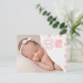 Newborn Baby Girl Announcement Postcard 案内ポストカード (スタンド正面)