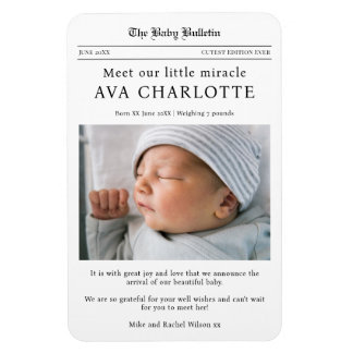 Newborn Baby Newspaper Flexible Photo Magnet マグネット