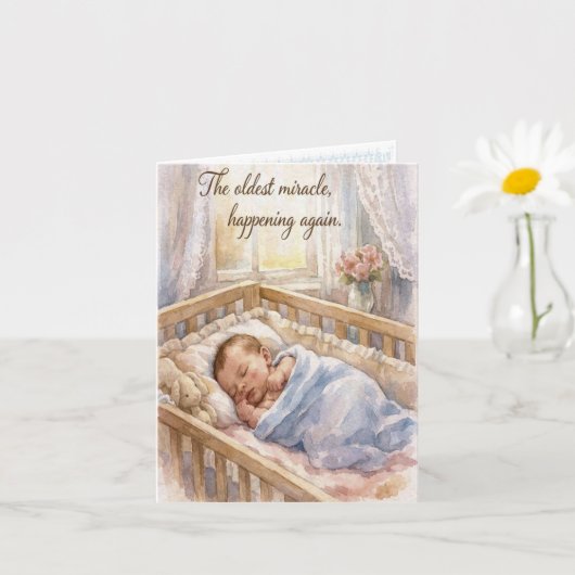 Newborn Baby Personalized Congratulations Card カード (小さな植物)