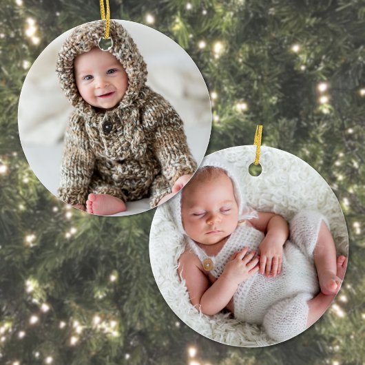 Newborn Baby Two Photo Christmas セラミックオーナメント