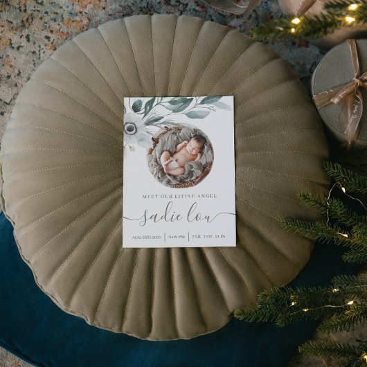 Newborn Birth Stats Photo Announcement Cards  招待状