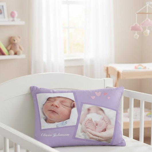Newborn Photo Collage Throw Pillow アクセントクッション