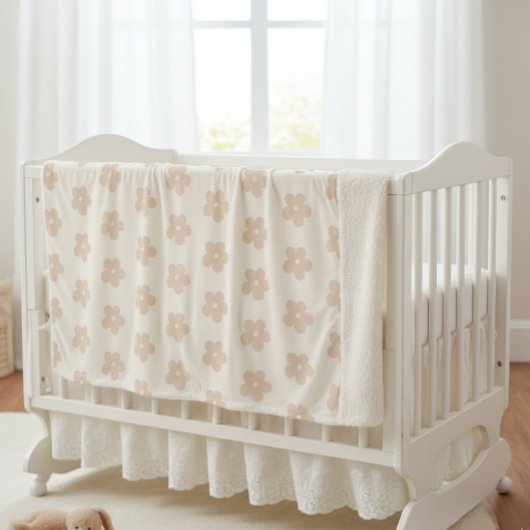 Newborn Photo Prop, Blush Daisy Floral シェルパブランケット