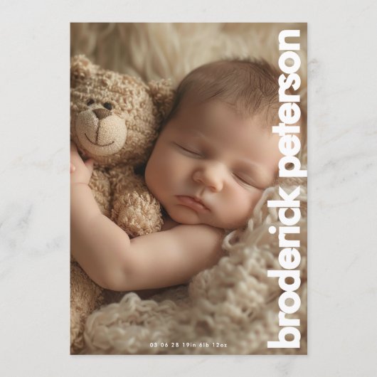 Newborn Simple Modern Photo Birth 案内状 (正面)