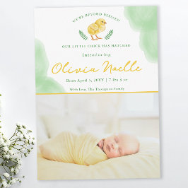Newborn Spring Baby Photo Announcement With Chick カード