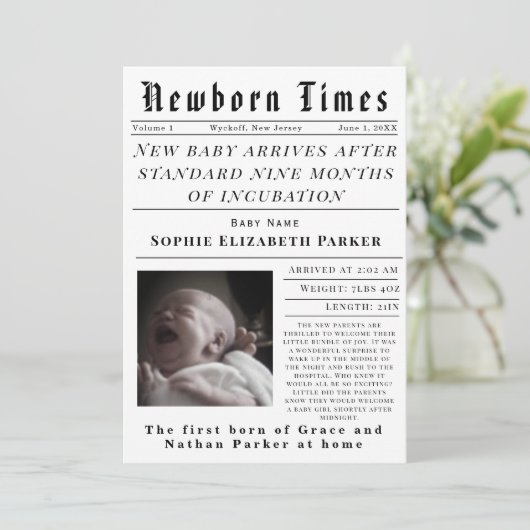 Newborn Times Birth 案内状 (スタンド正面)