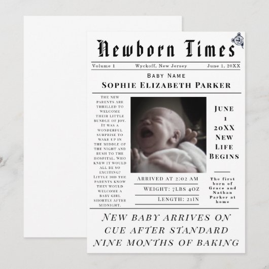 Newborn Times Birth 案内状 (正面/裏面)