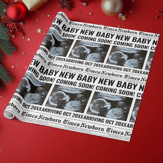 Newborn Times Newspaper Baby Photo Personalized ラッピングペーパー