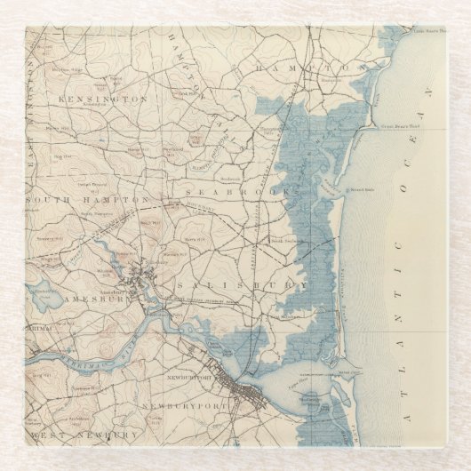 Newburyport、マサチューセッツ ガラスコースター (正面)