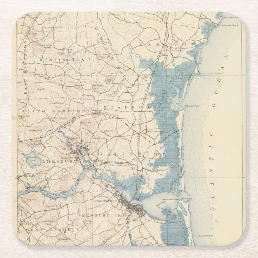 Newburyport、マサチューセッツ スクエアペーパーコースター (正面)
