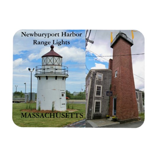 Newburyport Harbor Range Lights, MA Flexi Magnet マグネット (横)