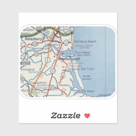 Newburyport MAヴィンテージマップ シール (シート)