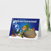 Newcieブラウンを飲んでいるGeordieのクリスマスカードの小妖精や小人 シーズンカード (正面)