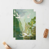 Newell Convers Wyethによる夏のヘロン ノートカード (正面/裏面インサイチュ)