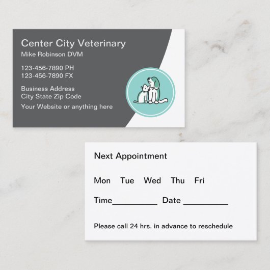 Newest Animal Hospital Appointment Business Cards 名刺 (正面/裏面)