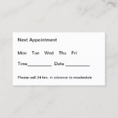 Newest Medical Appointment Business Cards 名刺 (裏面)