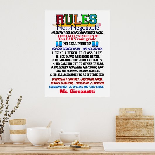 Newest  Version School Teacher's Poster ポスター (キッチン)