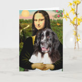 Newfie (Landseer3) - Mona Lisa カード (黄色い花)