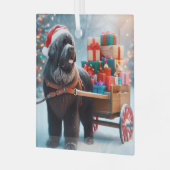 Newfie Santa With a Cart Full of Gifts Ornament ガラスオーナメント (正面左)