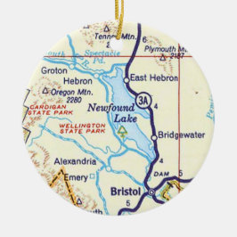 Newfound Lake, NHマップクリスマスオーナメント セラミックオーナメント