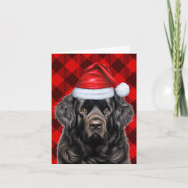 Newfoundland Christmas Dog Holiday Buffalo Plaid シーズンカード